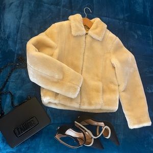 VERSACE jeans couture half white fur coat